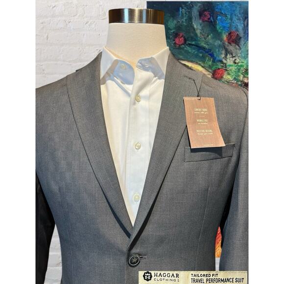 New Haggar 38R Travel Gray Blaze Jacket Wrinkle Free Moisture Wicking Comfort - Picture 4 of 16